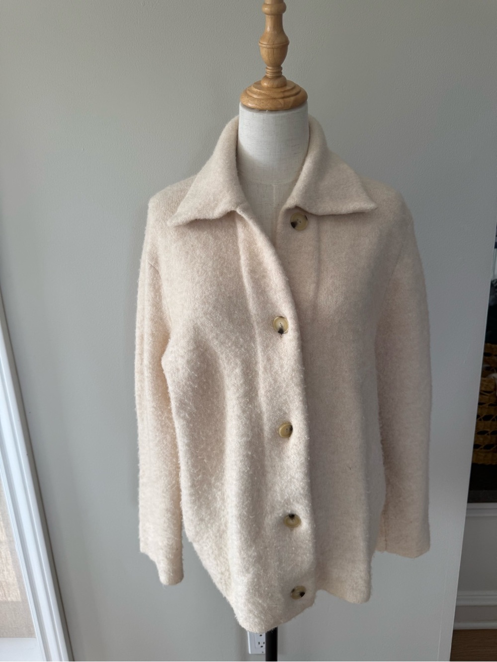 Vince Cream Teddy Button-Front Jacket